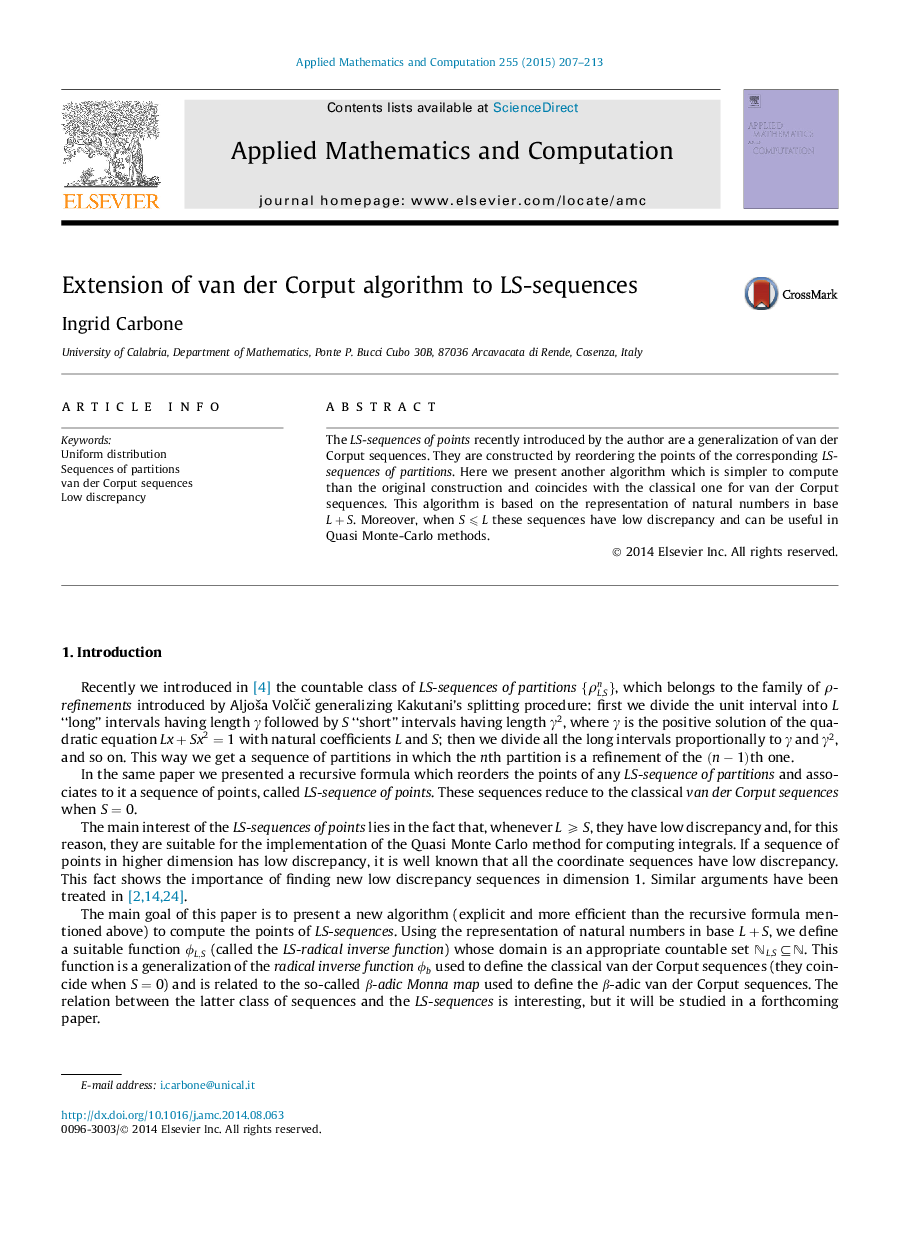 Extension of van der Corput algorithm to LS-sequences