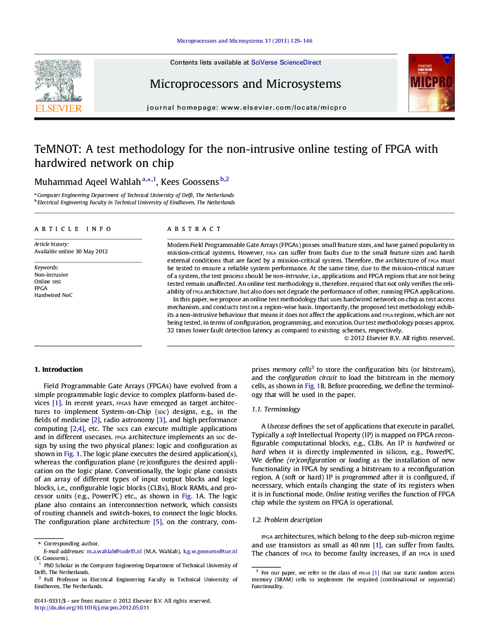 TeMNOT: A test methodology for the non-intrusive online testing of FPGA with hardwired network on chip