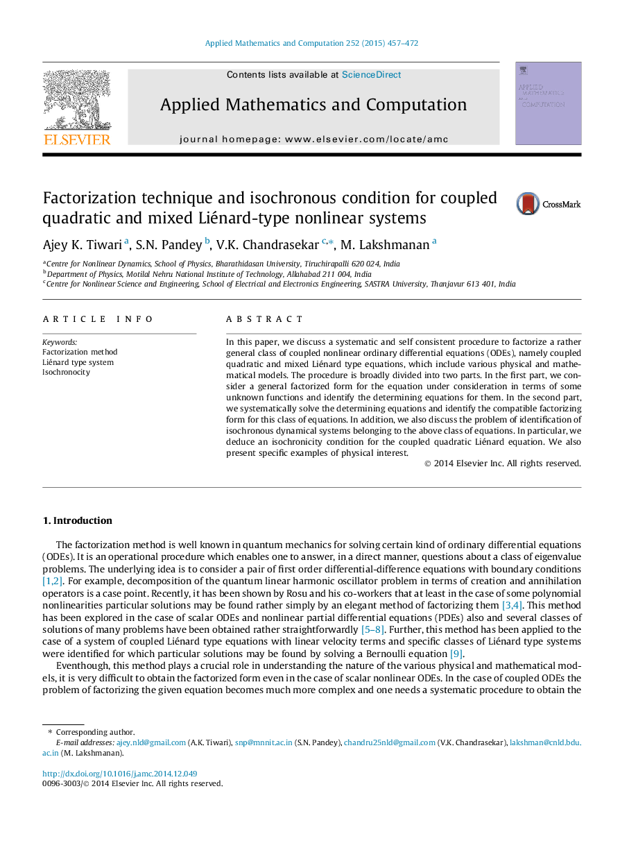 Factorization technique and isochronous condition for coupled quadratic and mixed Liénard-type nonlinear systems