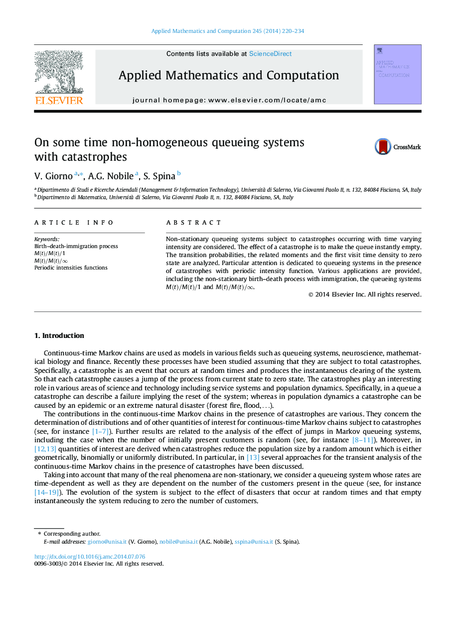 On some time non-homogeneous queueing systems with catastrophes