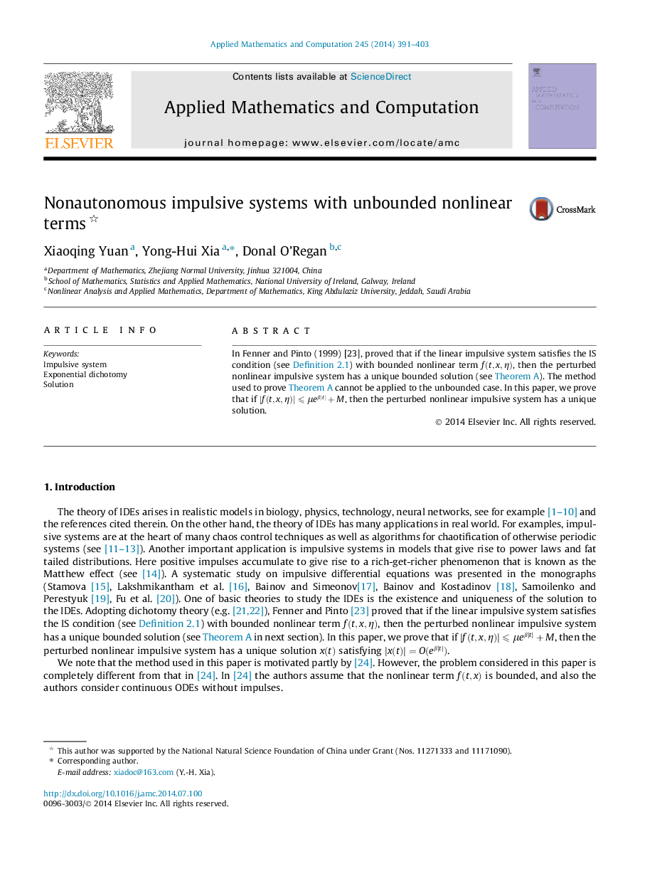 Nonautonomous impulsive systems with unbounded nonlinear terms 