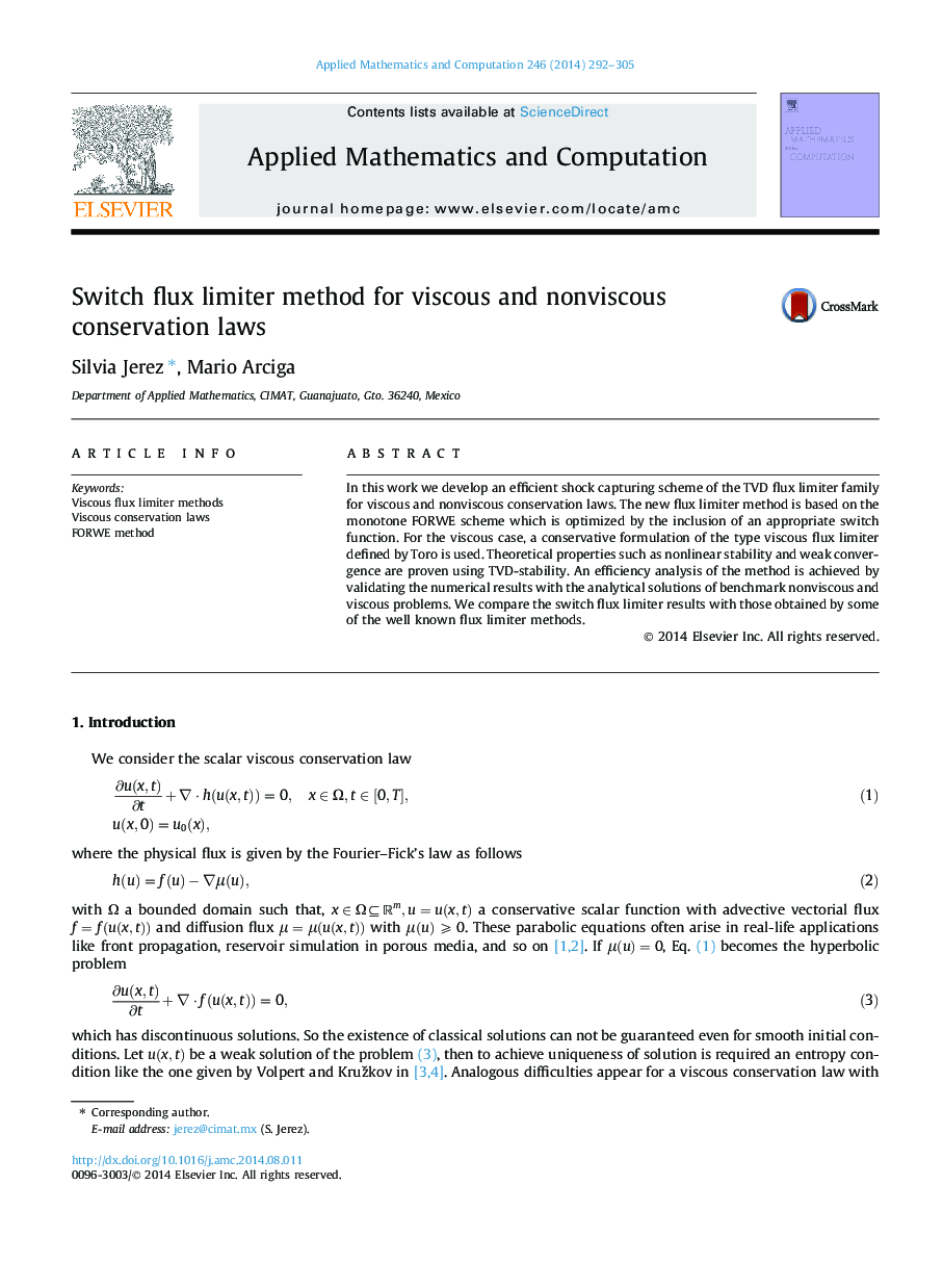 Switch flux limiter method for viscous and nonviscous conservation laws