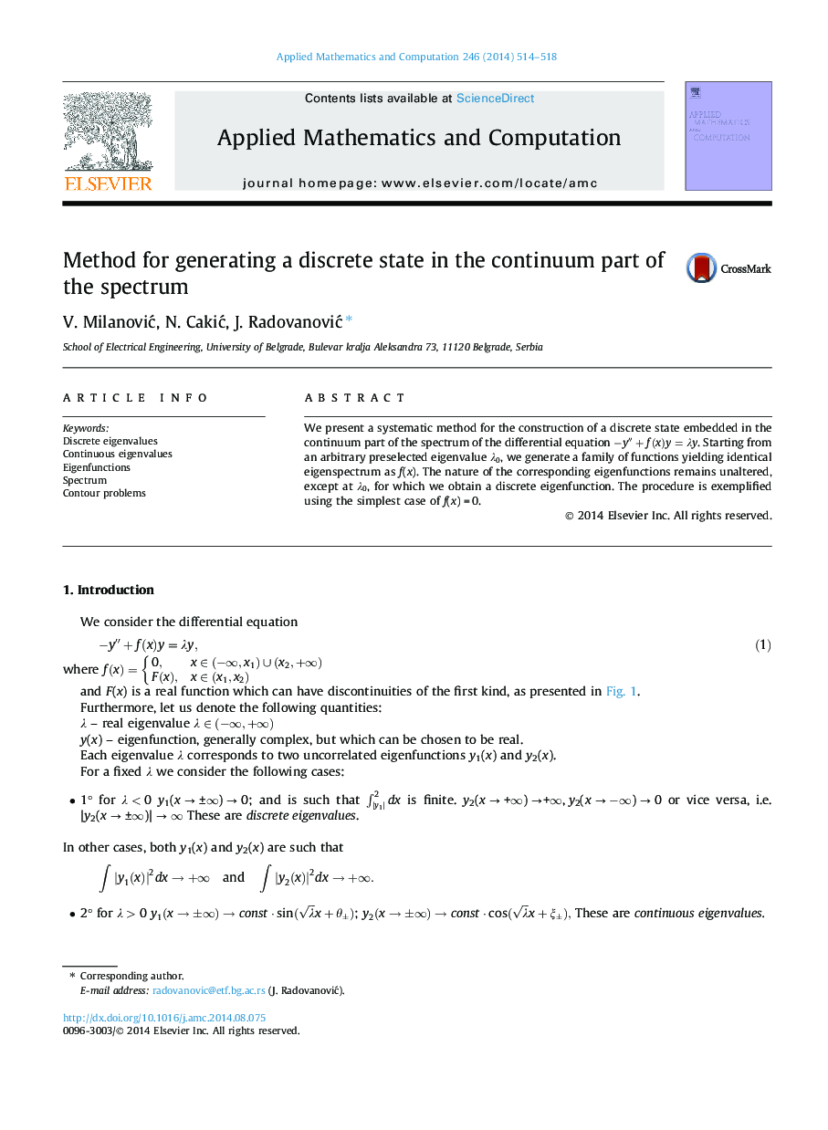 Method for generating a discrete state in the continuum part of the spectrum