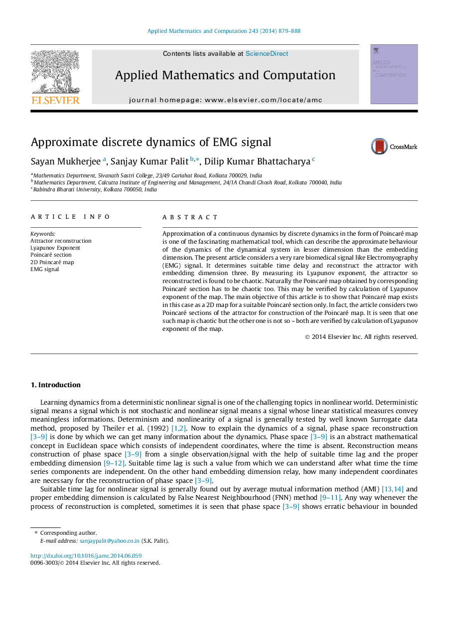 Approximate discrete dynamics of EMG signal