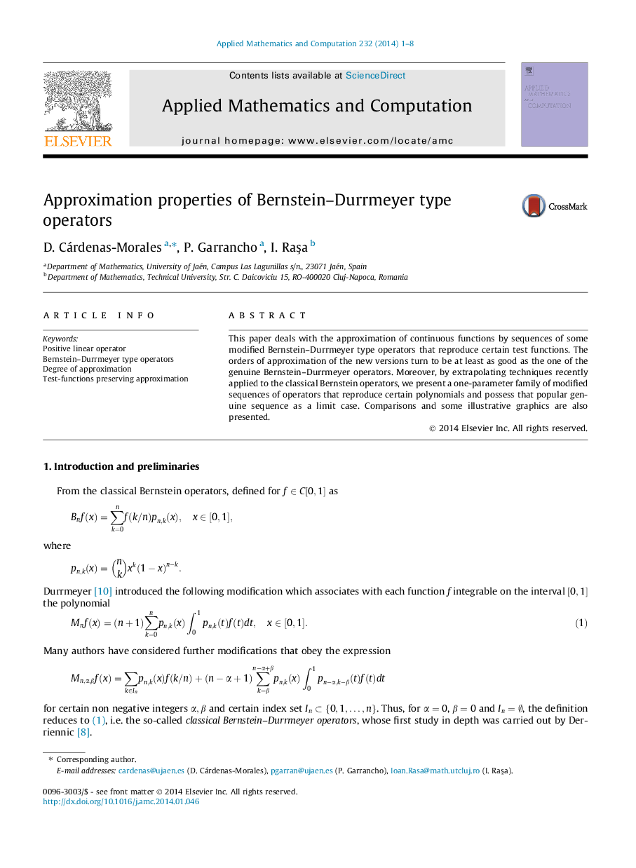 Approximation properties of Bernstein–Durrmeyer type operators