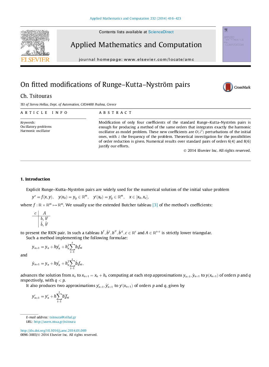 On fitted modifications of Runge–Kutta–Nyström pairs