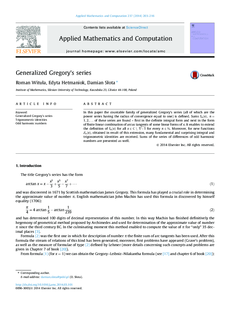 Generalized Gregory’s series