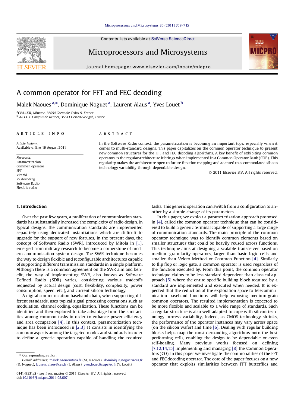 A common operator for FFT and FEC decoding