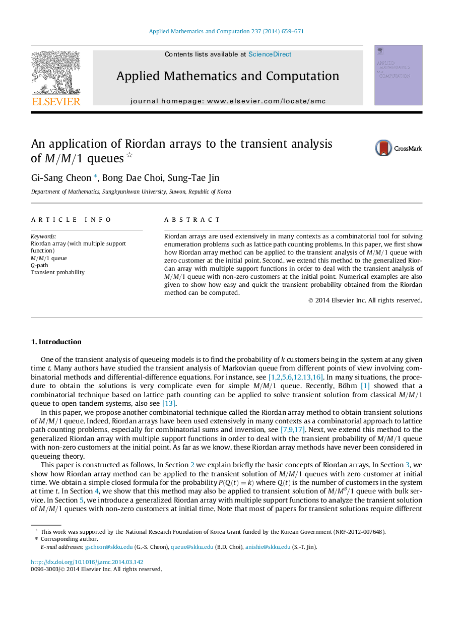 An application of Riordan arrays to the transient analysis of M/M/1M/M/1 queues 
