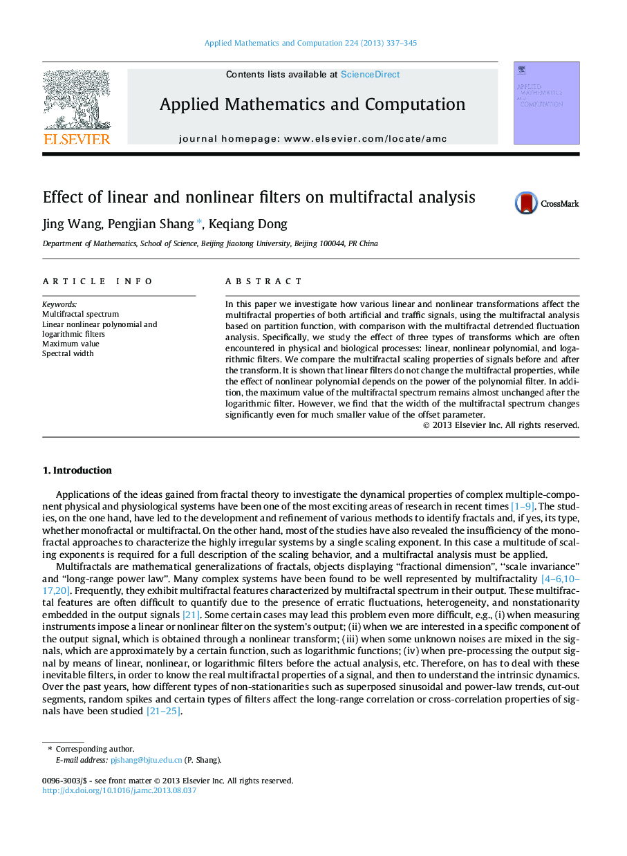 Effect of linear and nonlinear filters on multifractal analysis