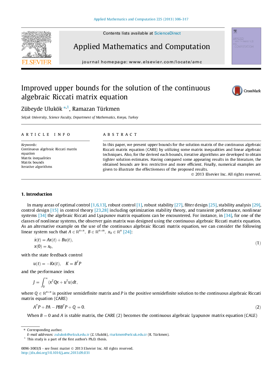 Improved upper bounds for the solution of the continuous algebraic Riccati matrix equation