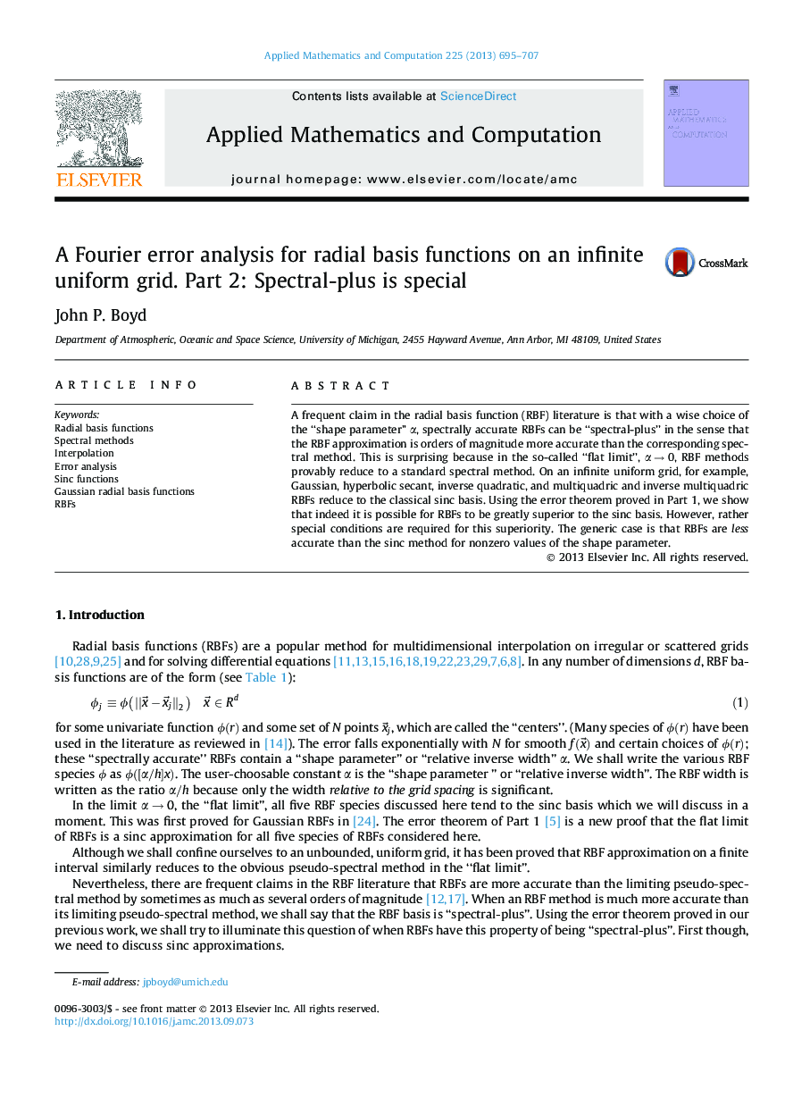 A Fourier error analysis for radial basis functions on an infinite uniform grid. Part 2: Spectral-plus is special