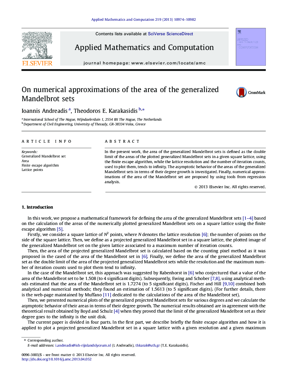 On numerical approximations of the area of the generalized Mandelbrot sets