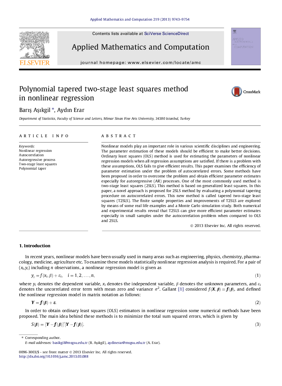 Polynomial tapered two-stage least squares method in nonlinear regression