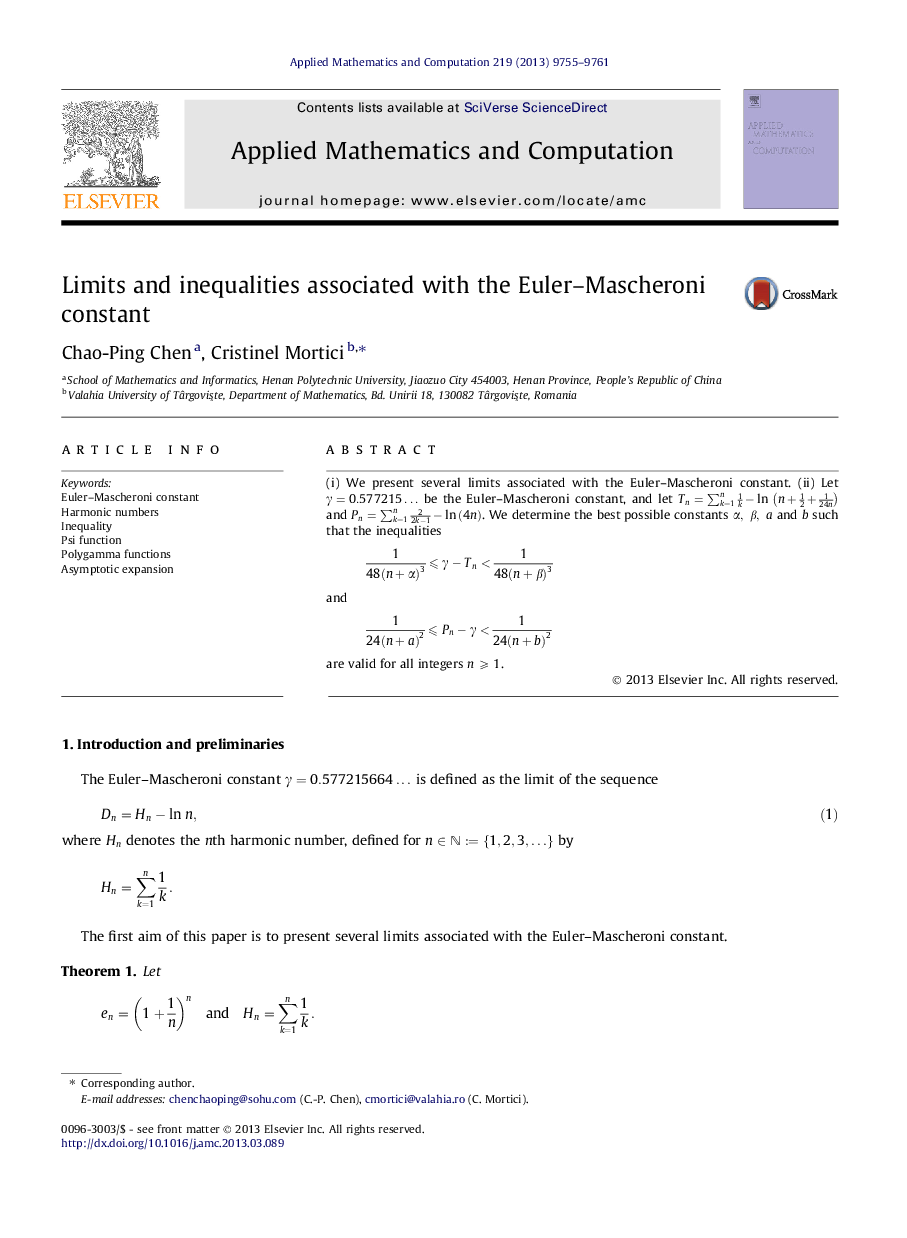 Limits and inequalities associated with the Euler-Mascheroni constant