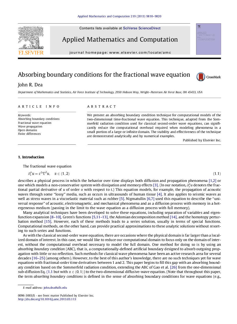 Absorbing boundary conditions for the fractional wave equation