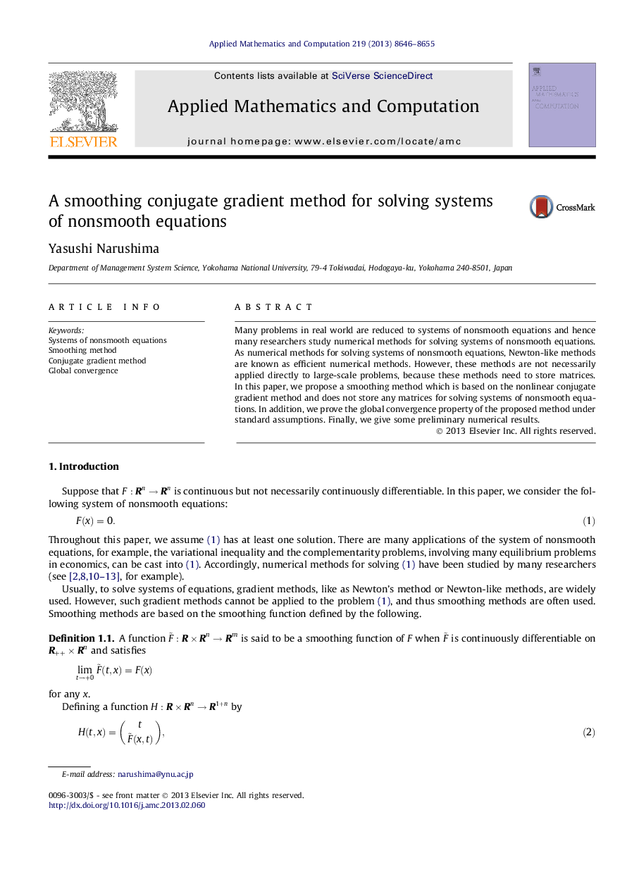 A smoothing conjugate gradient method for solving systems of nonsmooth equations