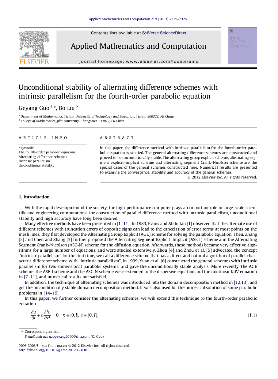 Unconditional stability of alternating difference schemes with intrinsic parallelism for the fourth-order parabolic equation