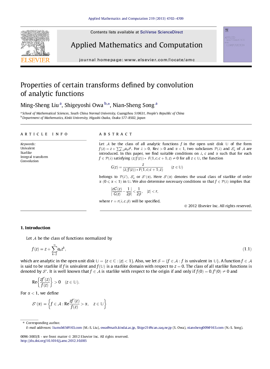 Properties of certain transforms defined by convolution of analytic functions