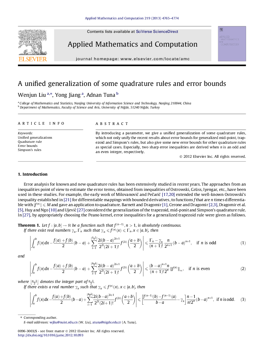 A unified generalization of some quadrature rules and error bounds