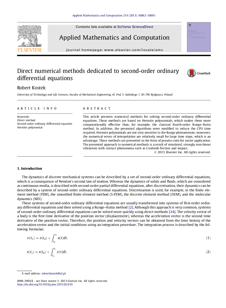 Direct numerical methods dedicated to second-order ordinary differential equations