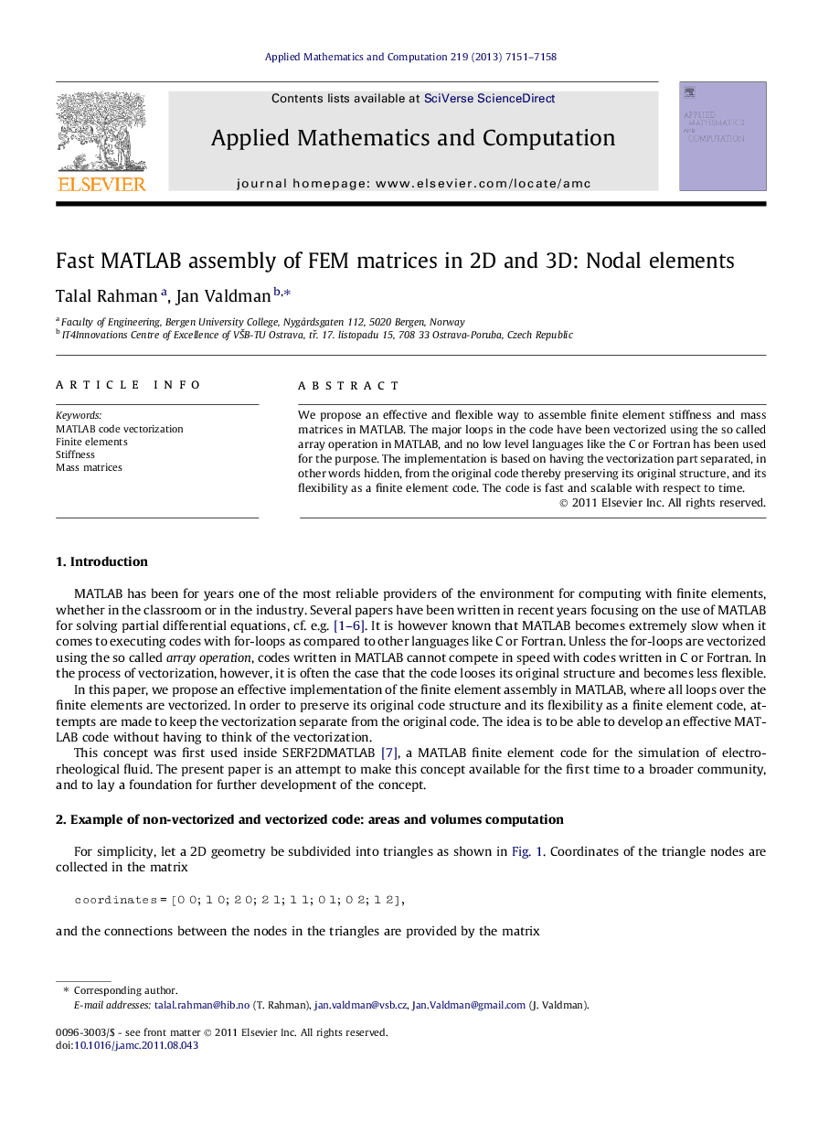 Fast MATLAB assembly of FEM matrices in 2D and 3D: Nodal elements