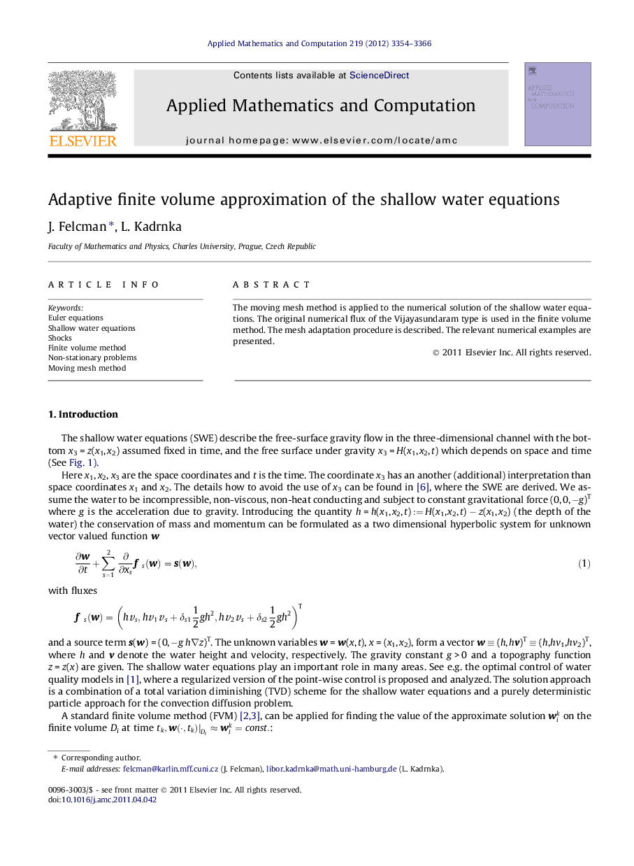 Adaptive finite volume approximation of the shallow water equations