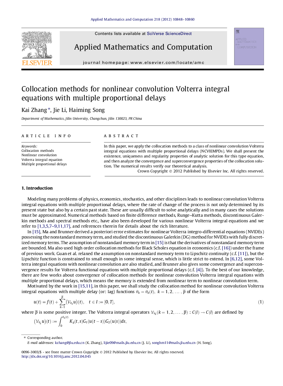 Collocation methods for nonlinear convolution Volterra integral equations with multiple proportional delays