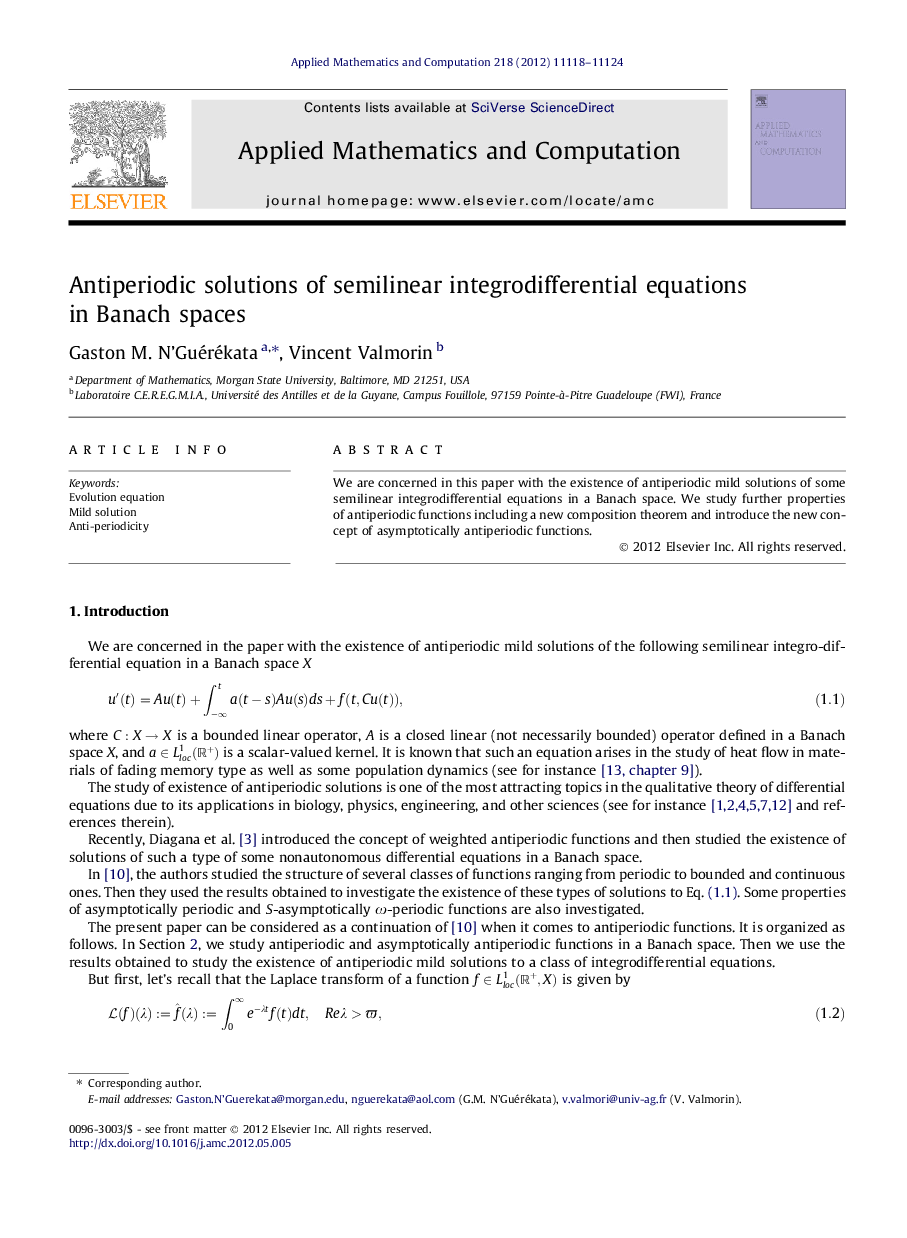 Antiperiodic solutions of semilinear integrodifferential equations in Banach spaces