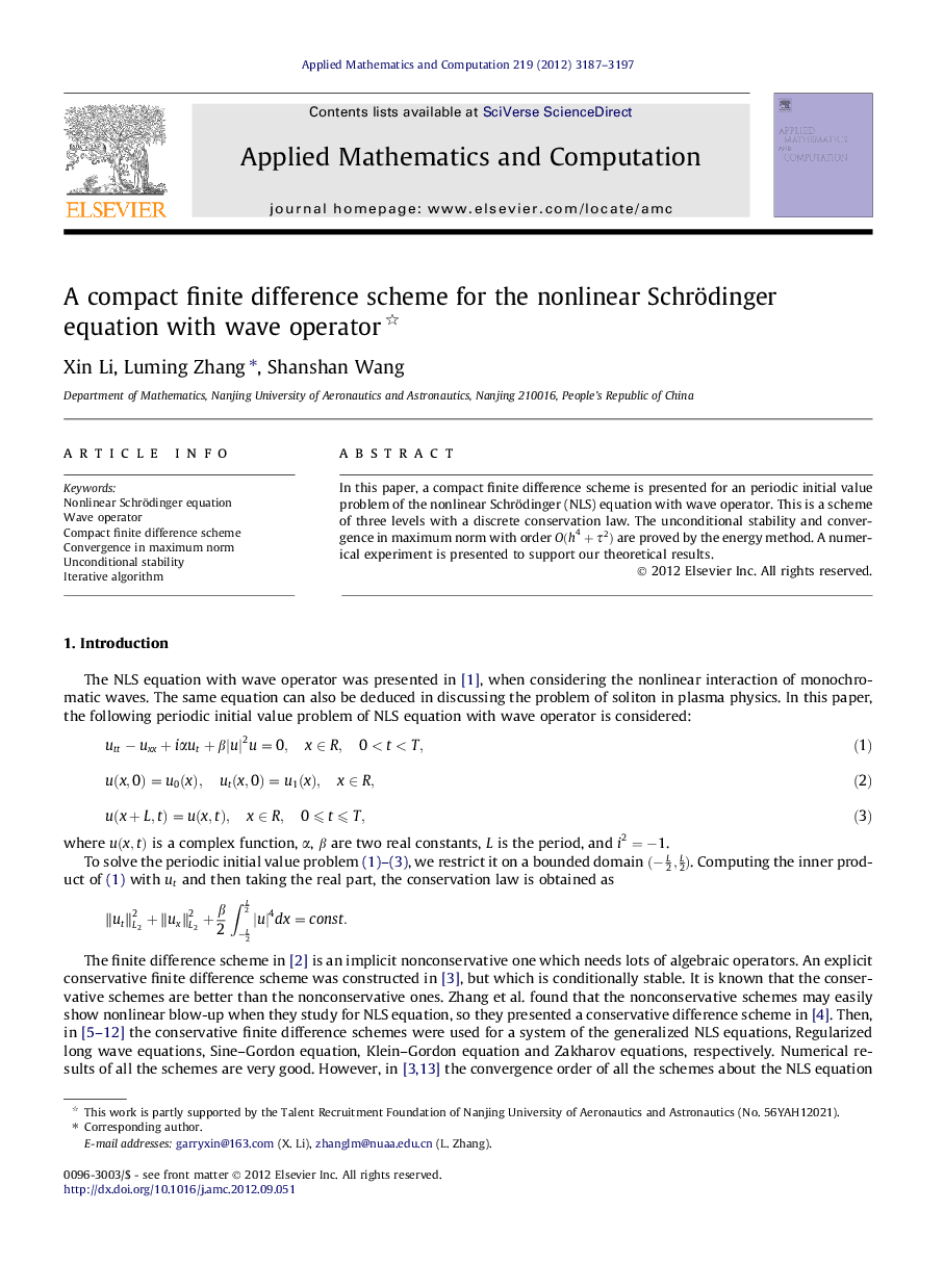 A compact finite difference scheme for the nonlinear Schrödinger equation with wave operator 