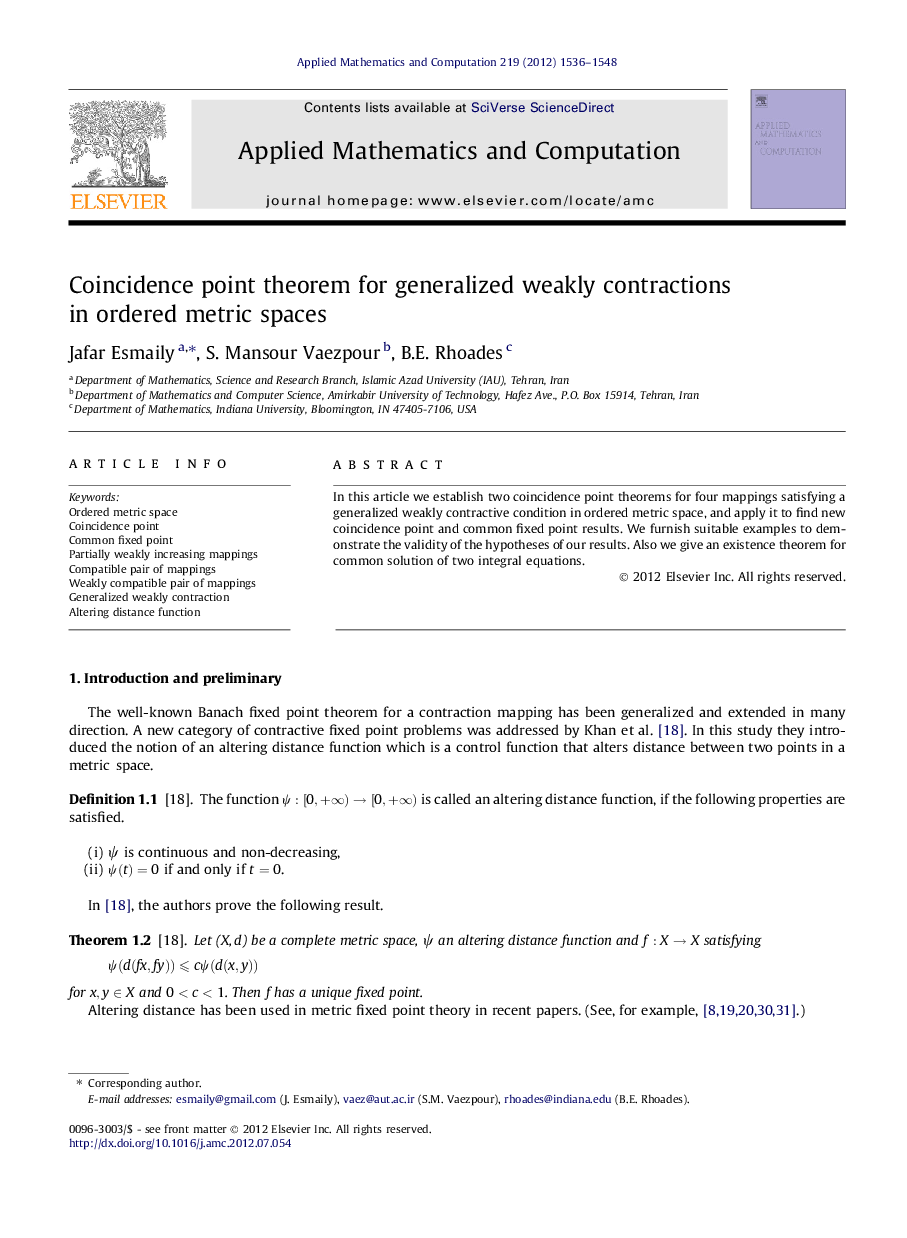 Coincidence point theorem for generalized weakly contractions in ordered metric spaces