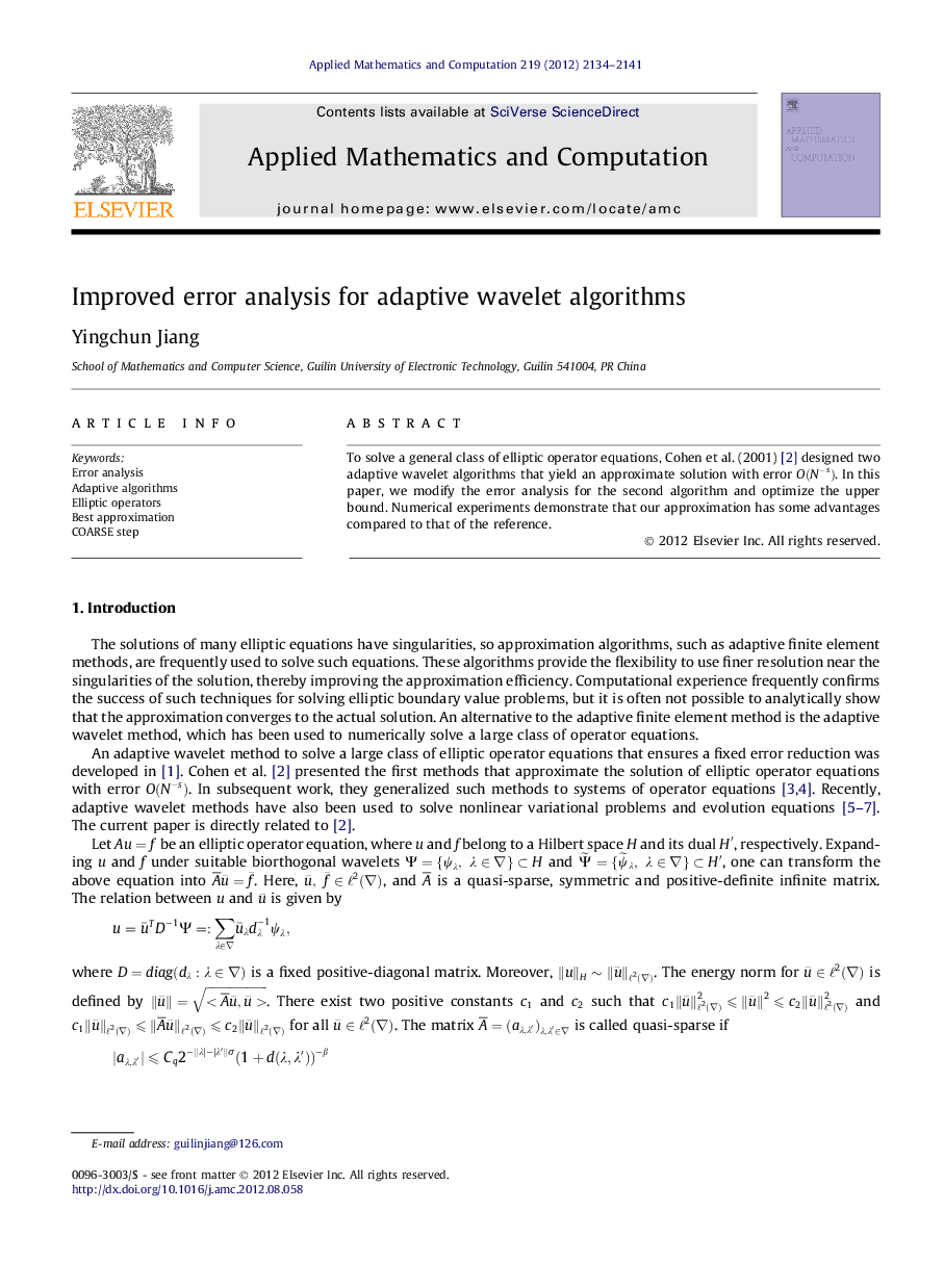 Improved error analysis for adaptive wavelet algorithms