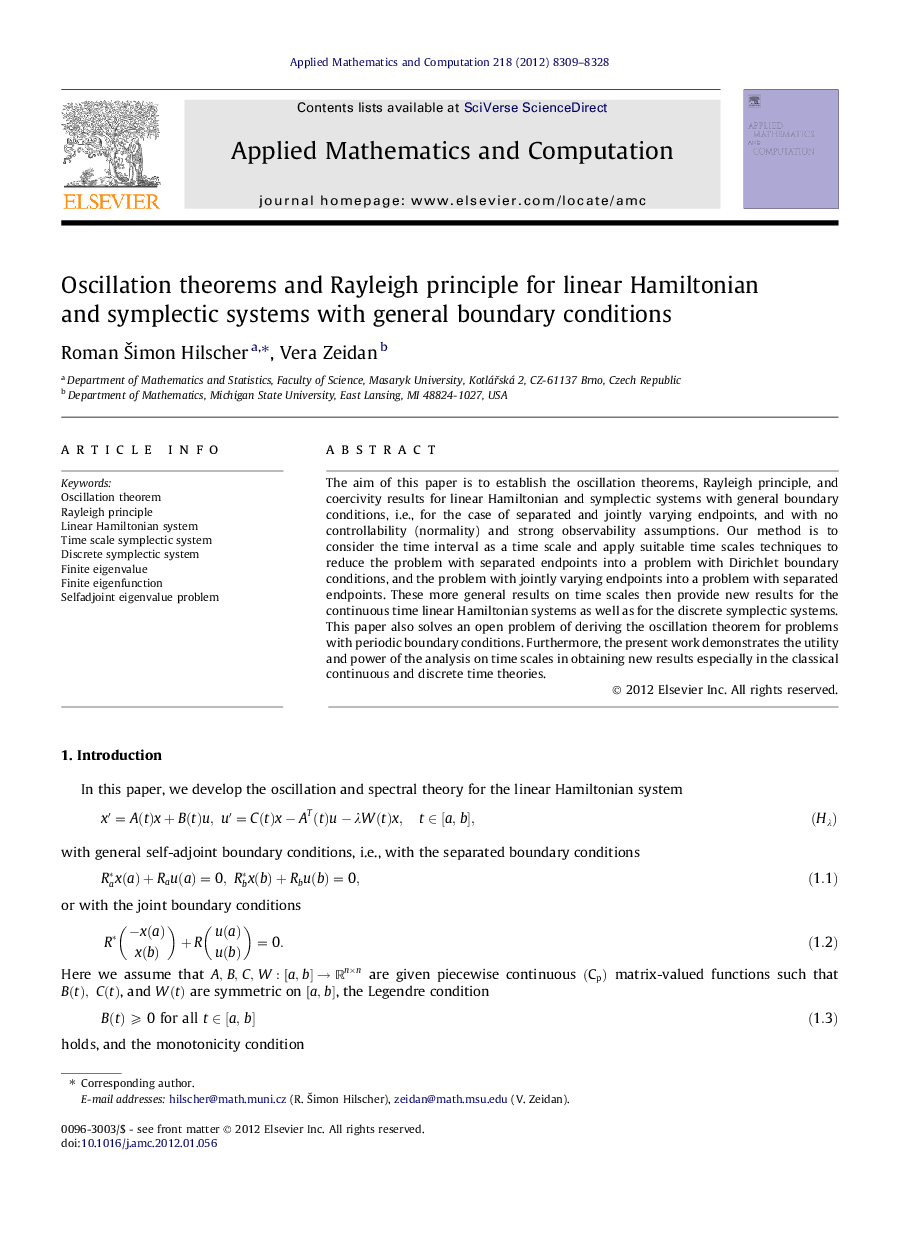 Oscillation theorems and Rayleigh principle for linear Hamiltonian and symplectic systems with general boundary conditions