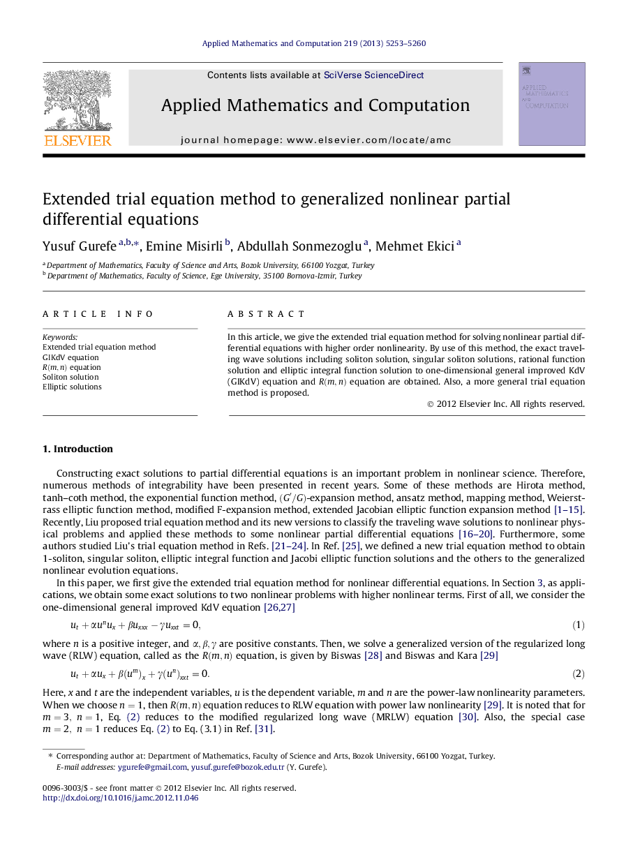 Extended trial equation method to generalized nonlinear partial differential equations