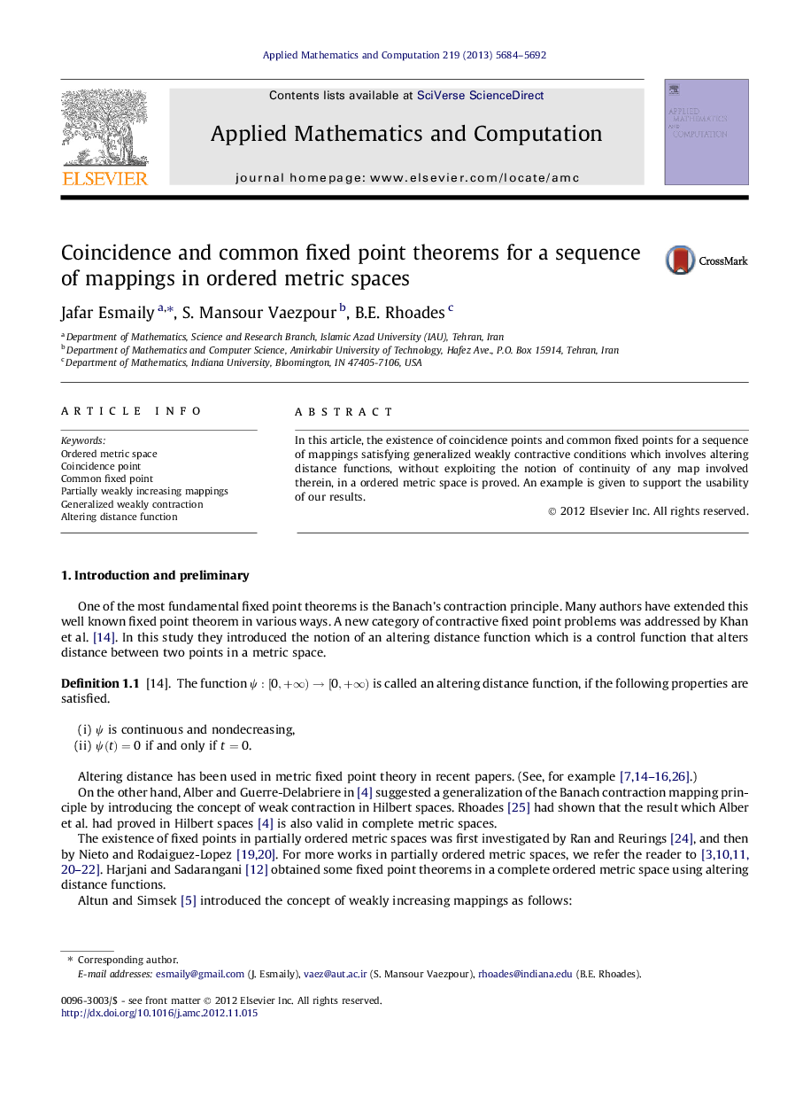 Coincidence and common fixed point theorems for a sequence of mappings in ordered metric spaces