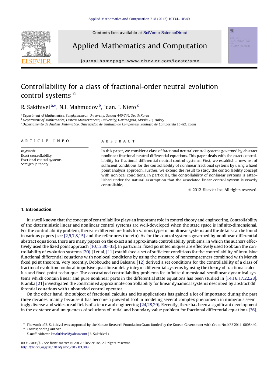 Controllability for a class of fractional-order neutral evolution control systems 