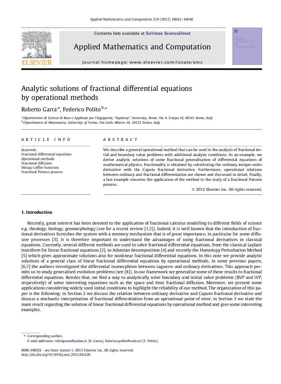 Analytic solutions of fractional differential equations by operational methods