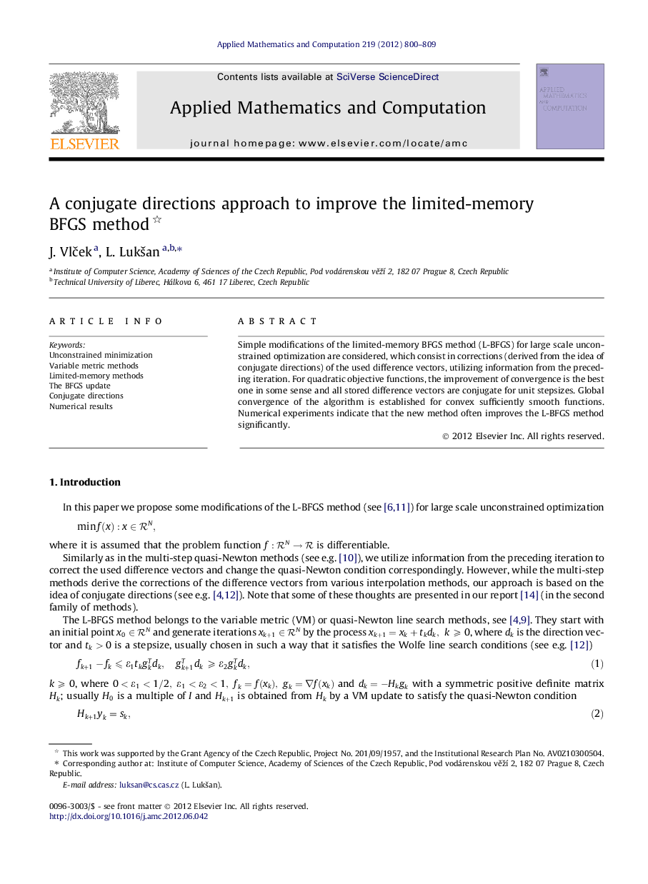 A conjugate directions approach to improve the limited-memory BFGS method 