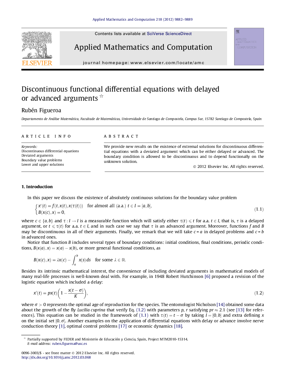 Discontinuous functional differential equations with delayed or advanced arguments 