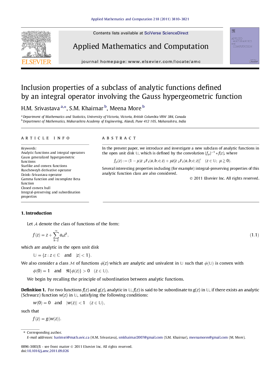 Inclusion properties of a subclass of analytic functions defined by an integral operator involving the Gauss hypergeometric function