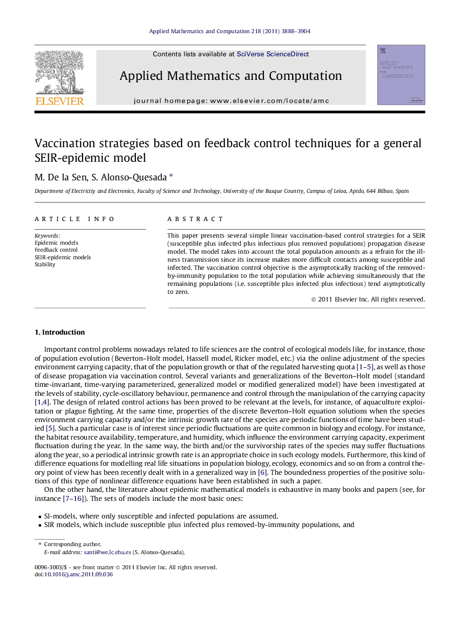 Vaccination strategies based on feedback control techniques for a general SEIR-epidemic model