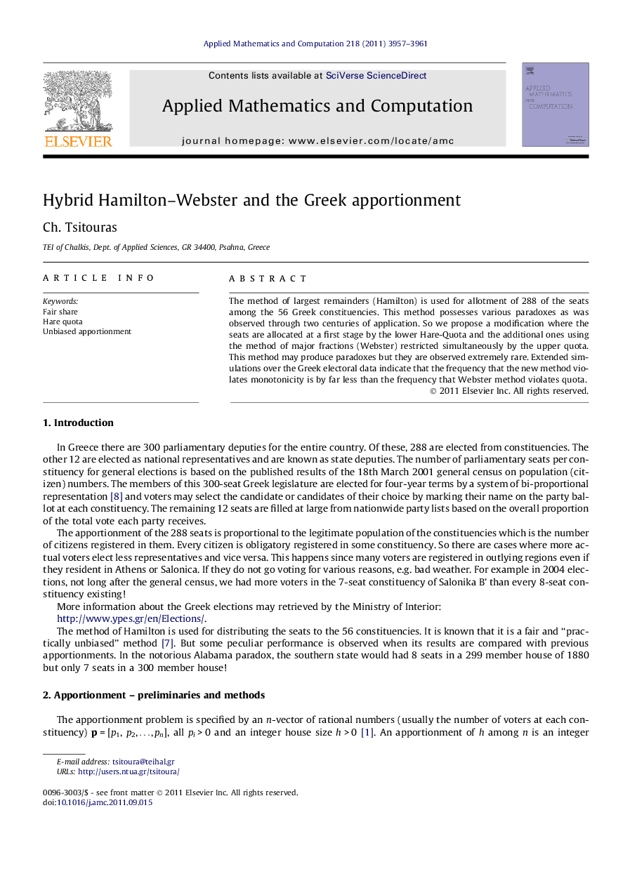 Hybrid Hamilton–Webster and the Greek apportionment