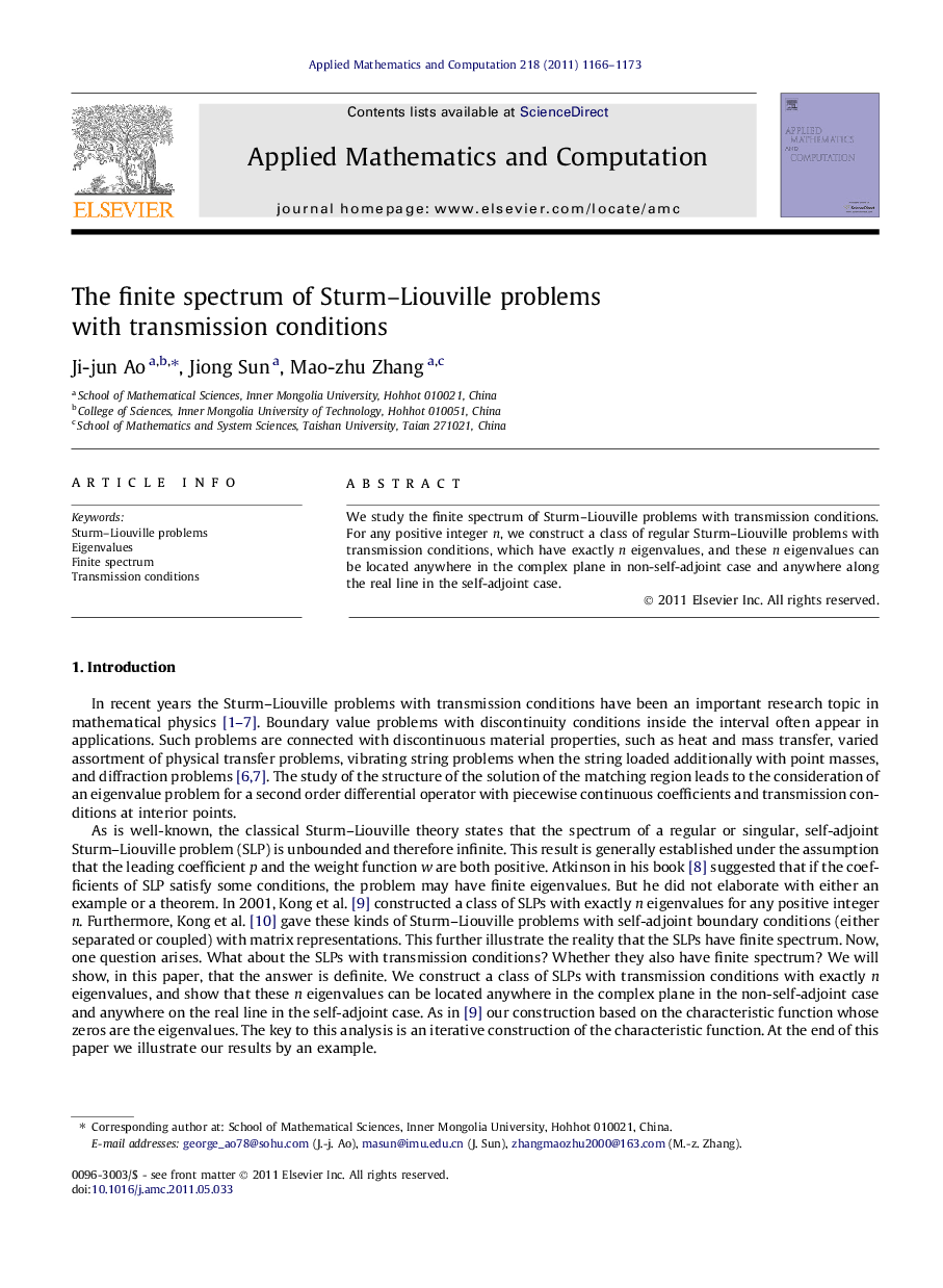 The finite spectrum of Sturm-Liouville problems with transmission conditions