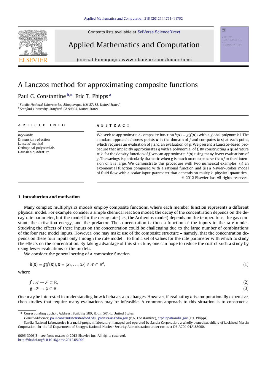 A Lanczos method for approximating composite functions