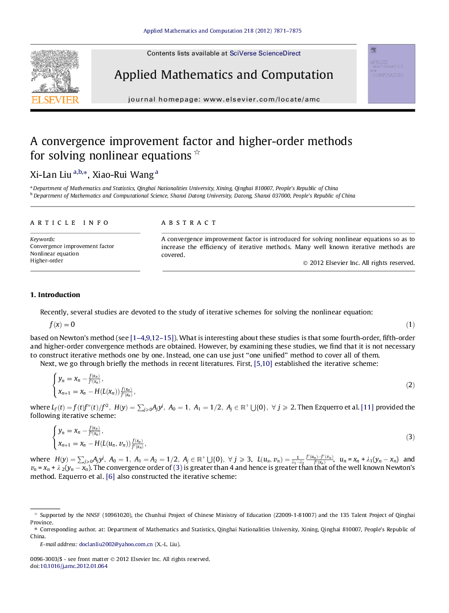 A convergence improvement factor and higher-order methods for solving nonlinear equations