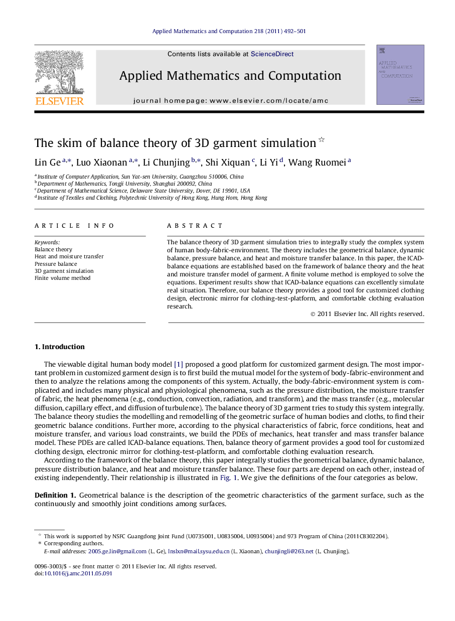 The skim of balance theory of 3D garment simulation