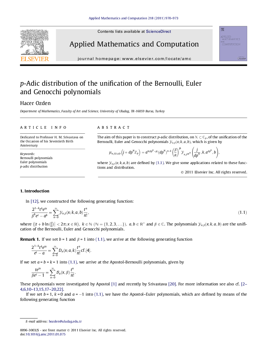 p-Adic distribution of the unification of the Bernoulli, Euler and Genocchi polynomials