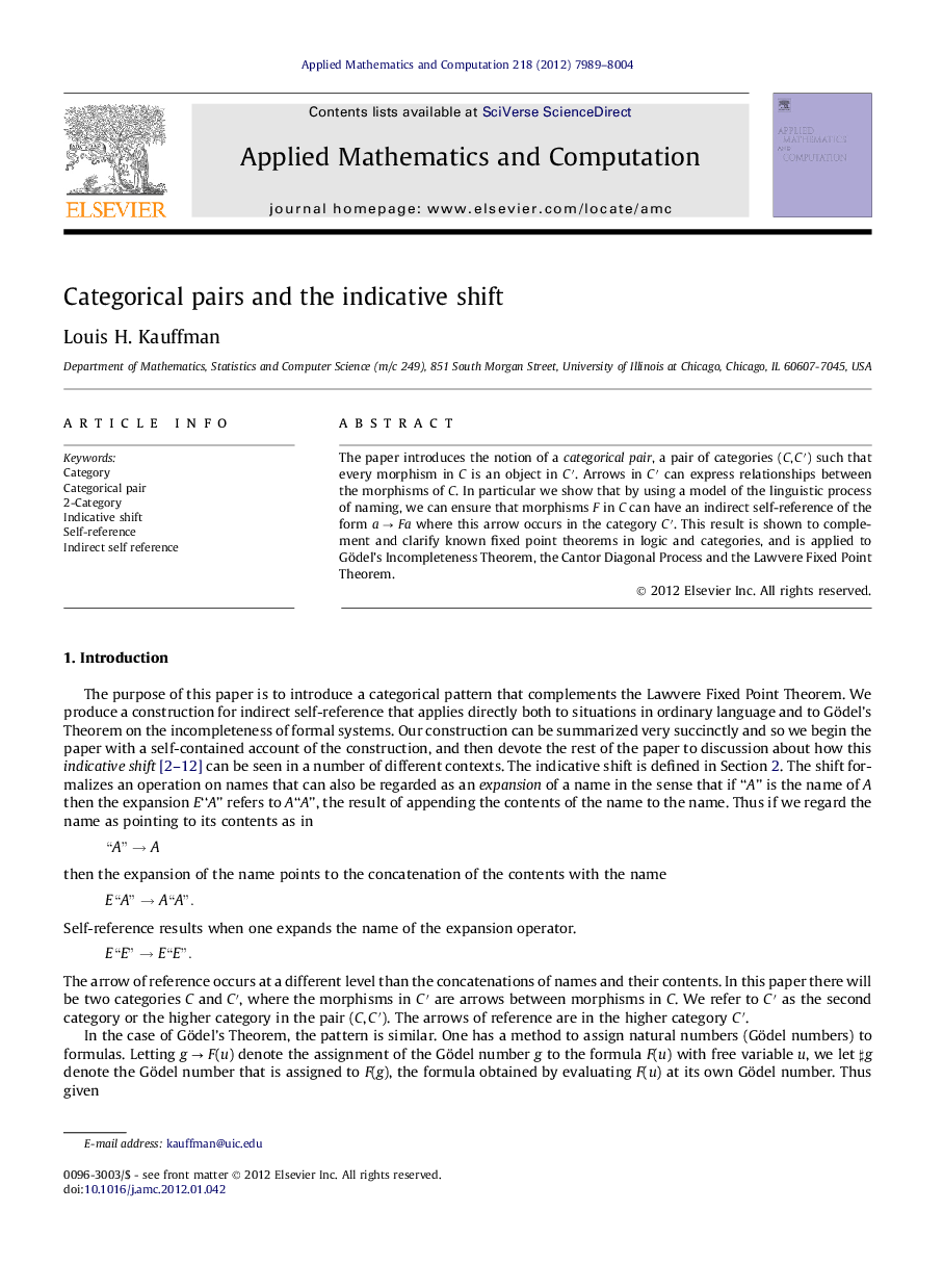 Categorical pairs and the indicative shift