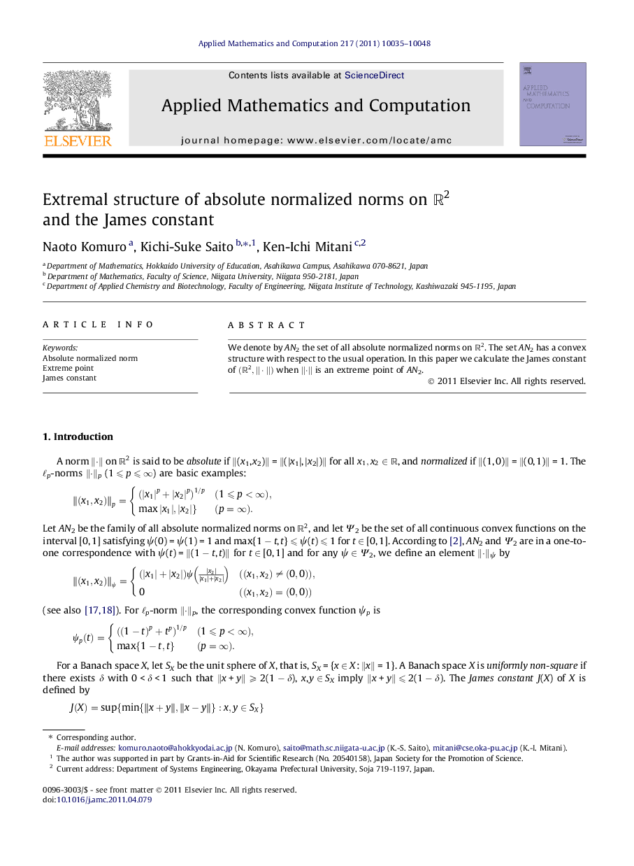 Extremal structure of absolute normalized norms on R2R2 and the James constant