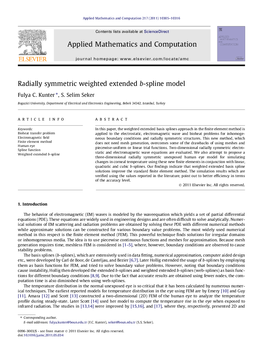 Radially symmetric weighted extended b-spline model